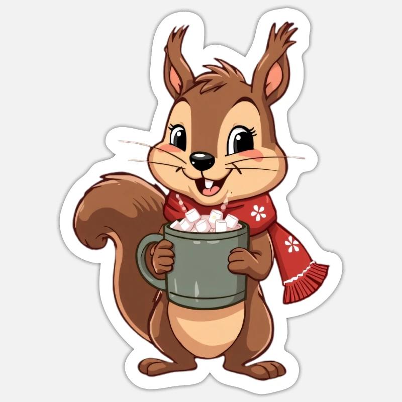 Winter Cocoa Squirrel - Sticker size S (10 x 10 cm) - white matte