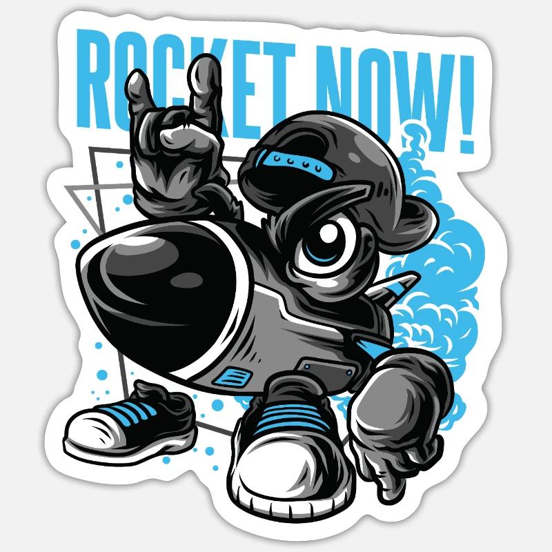 ROCKET NOW - Sticker taille S (10 x 10 cm) - blanc mat