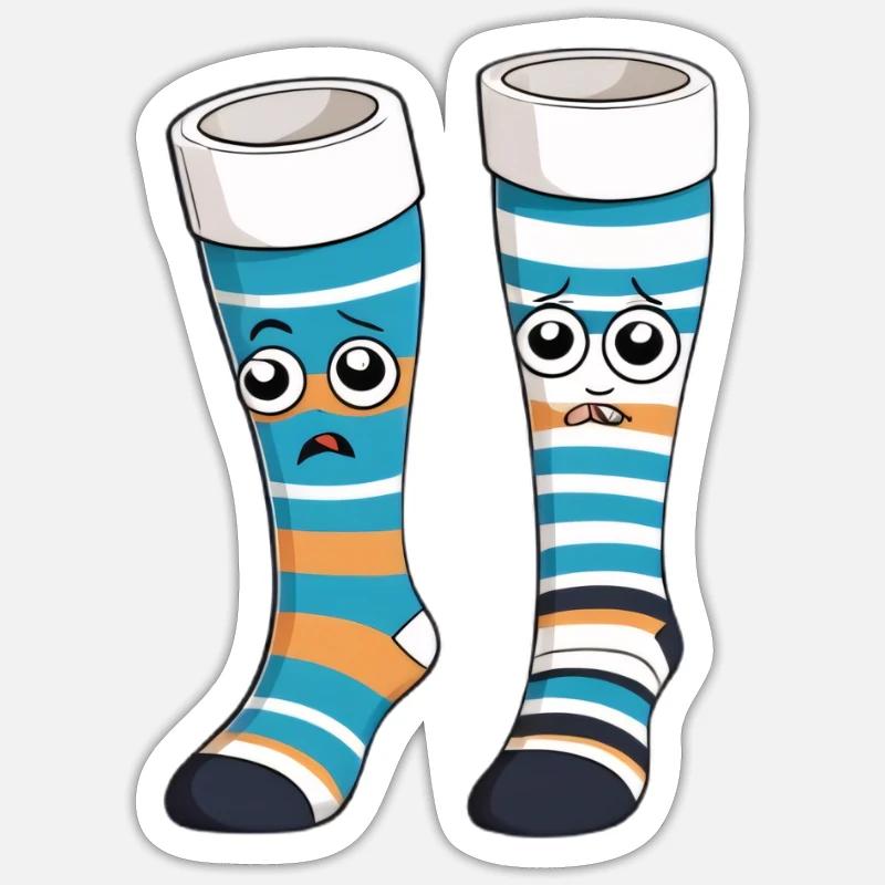 Funny Stripe Socks Faces - Sticker size S (10 x 10 cm) - white matte