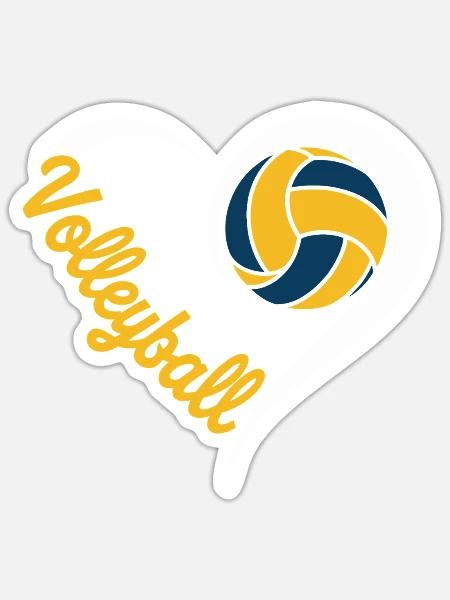 Volleyball Herz Volleyballer - Sticker Größe S (10 x 10 cm) - Mattweiß