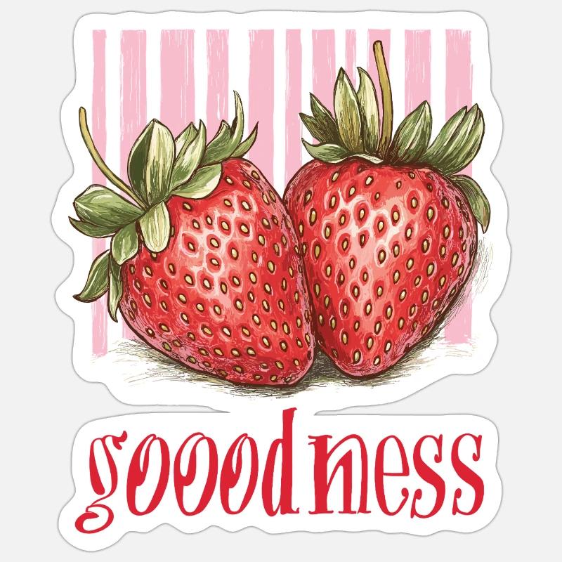 Erdbeere - goodness - Sticker Größe S (10 x 10 cm) - Mattweiß