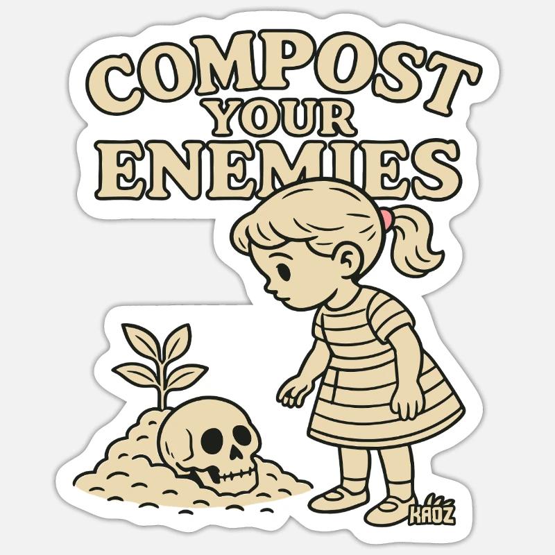 Kompostiere deine Feinde - Sticker Größe S (10 x 10 cm) - Mattweiß