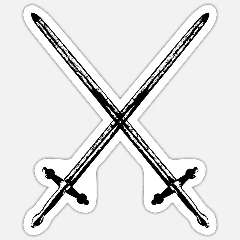 Épées de chevalier - Sticker taille S (10 x 10 cm) - blanc mat