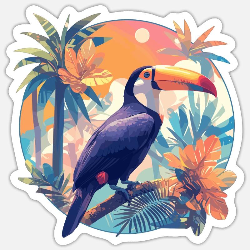 Toucans Toucan - Sticker taille S (10 x 10 cm) - blanc mat