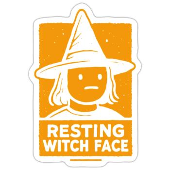 Ruhendes Hexengesicht Lustiges Halloween Spruch Kostüm - Sticker Größe S (10 x 10 cm) - Mattweiß - Vorne