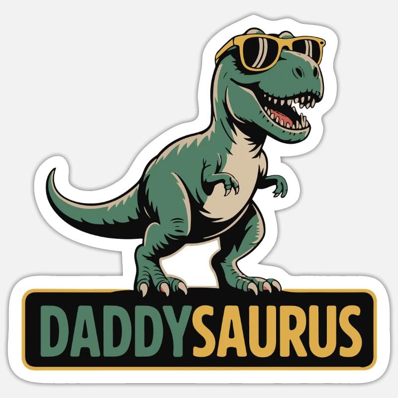 DaddySaurus Dino Tee - Sticker size S (10 x 10 cm) - white matte