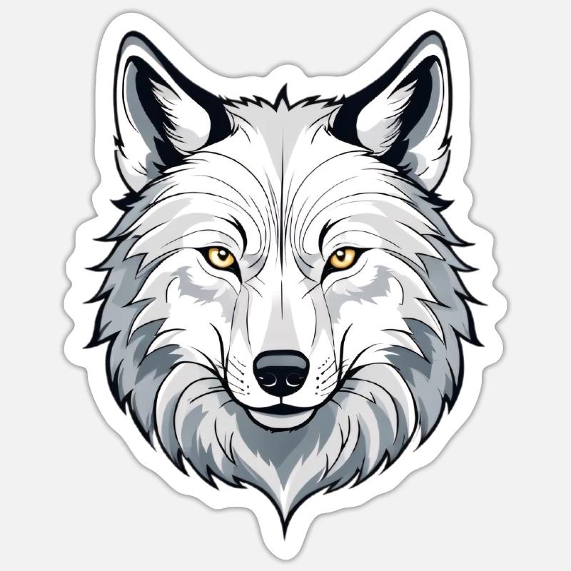 White wolf head illustration - Sticker size S (10 x 10 cm) - white matte
