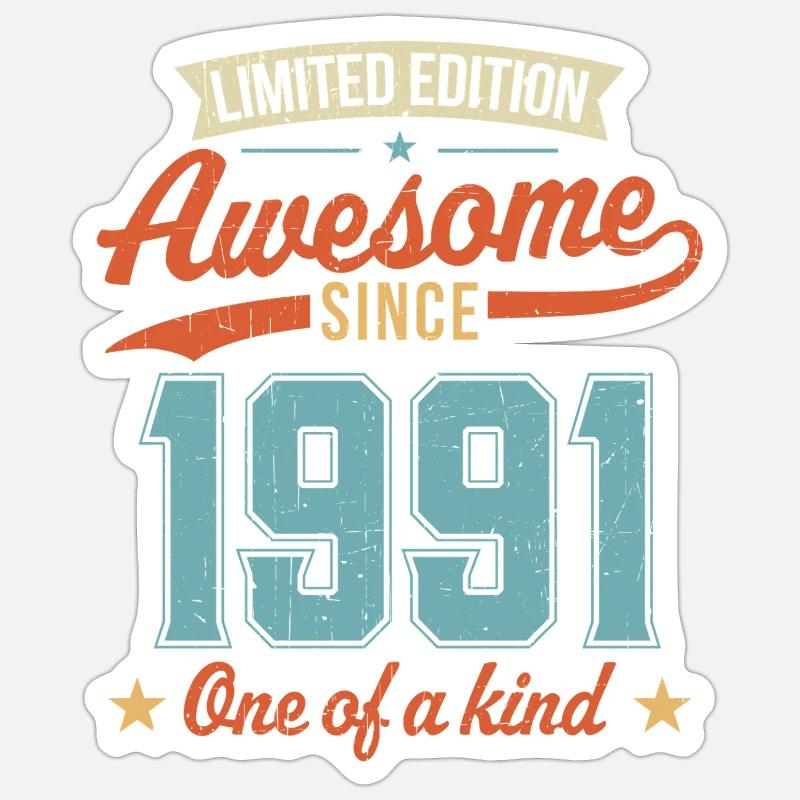 Awesome Since 1991 - Sticker size S (10 x 10 cm) - white matte