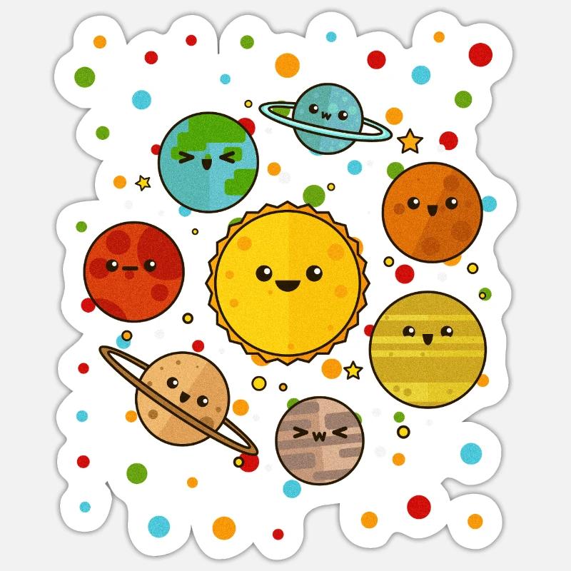 Spotty Solar System Tee - Sticker size S (10 x 10 cm) - white matte