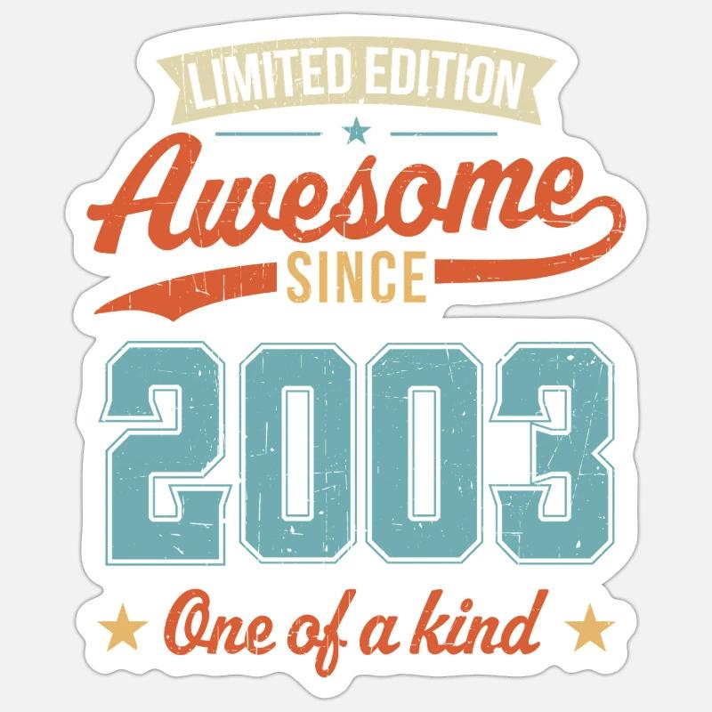 Genial seit 2003 - Sticker Größe S (10 x 10 cm) - Mattweiß