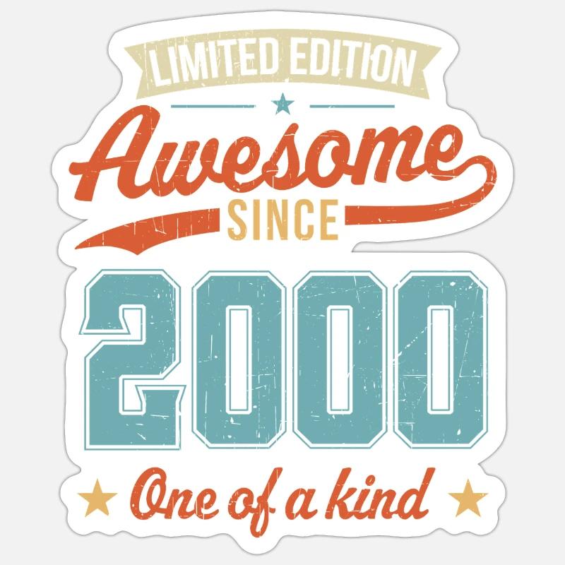 Großartig seit 2000 - Sticker Größe S (10 x 10 cm) - Mattweiß