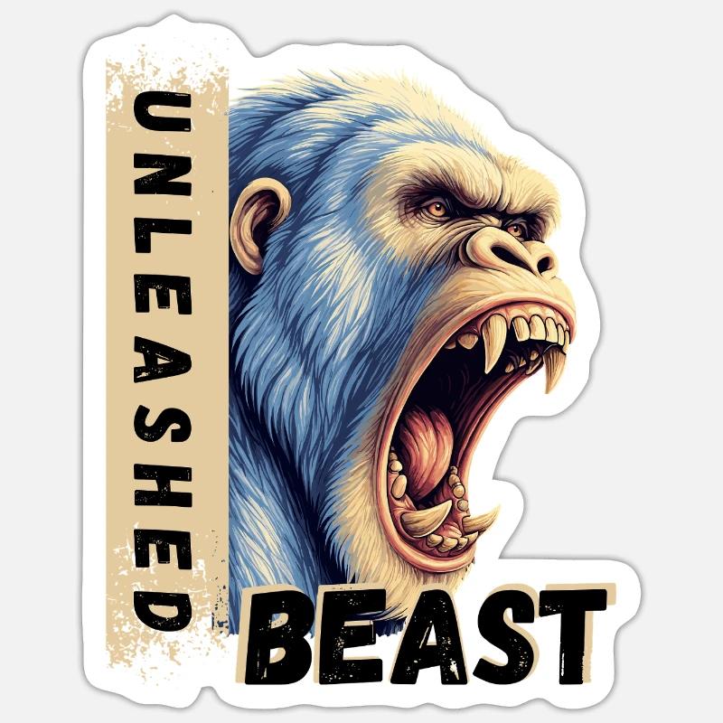 Gorrila UNLEASHED - Gym  - Sticker Größe S (10 x 10 cm) - Mattweiß