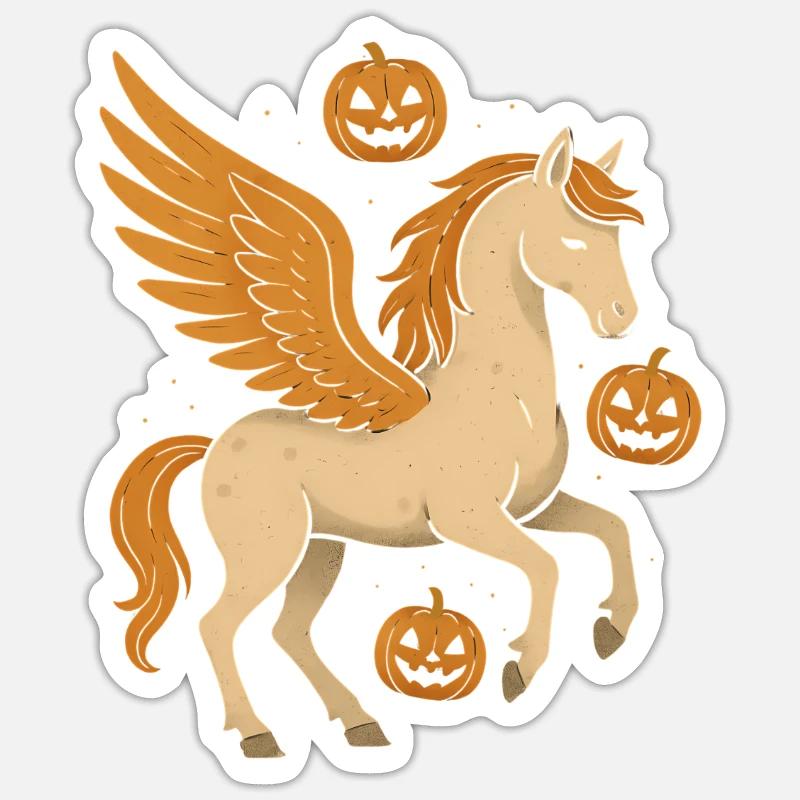 Winged steed with pumpkins - Sticker size S (10 x 10 cm) - white matte