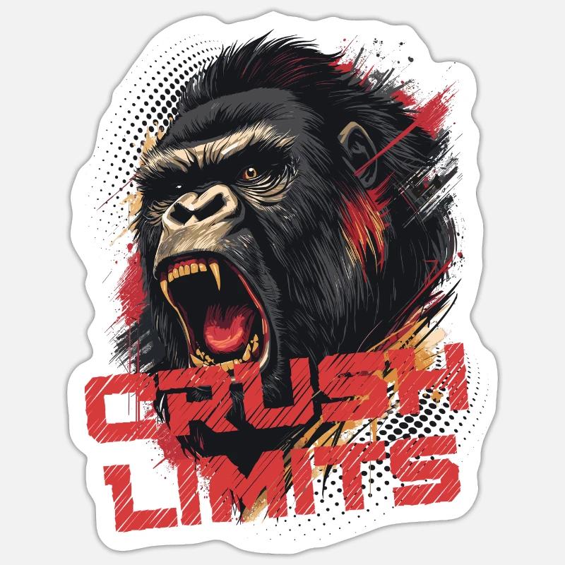 Crush Limits - Gorilla Motivation - Sticker taille S (10 x 10 cm) - blanc mat