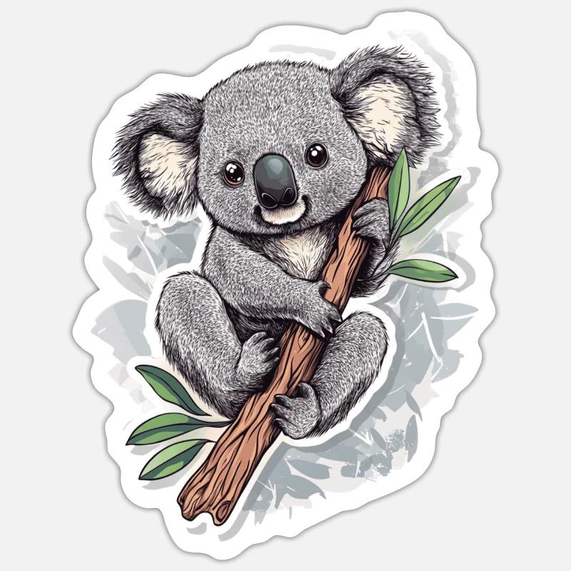 Koala - Sticker Größe S (10 x 10 cm) - Mattweiß