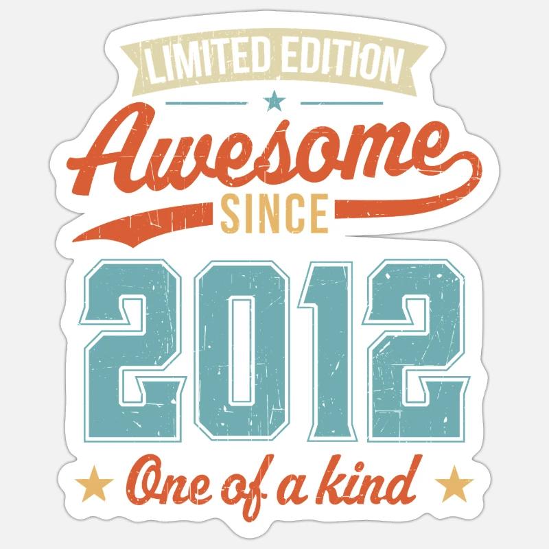 Awesome seit 2012 - Sticker Größe S (10 x 10 cm) - Mattweiß