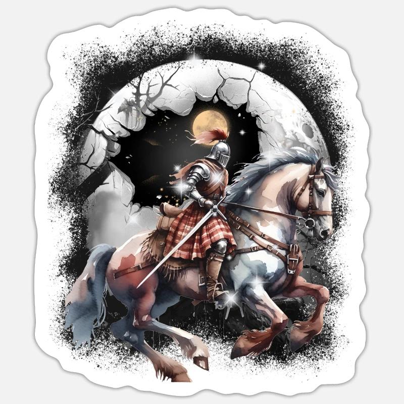 Chevalier Médiéval Cheval d’Enfants - Sticker taille S (10 x 10 cm) - blanc mat