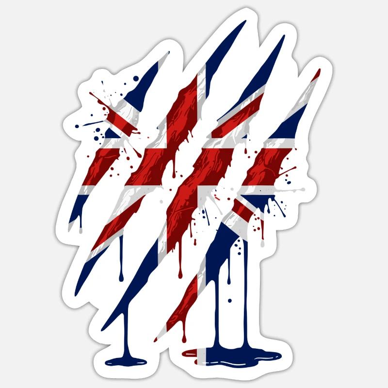 Union Jack Claw Scratch Mark - Sticker size S (10 x 10 cm) - white matte