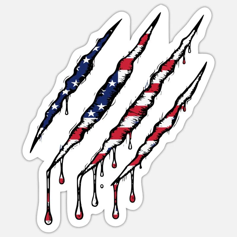 Scratch USA Flag Scratch Trace - Sticker size S (10 x 10 cm) - white matte
