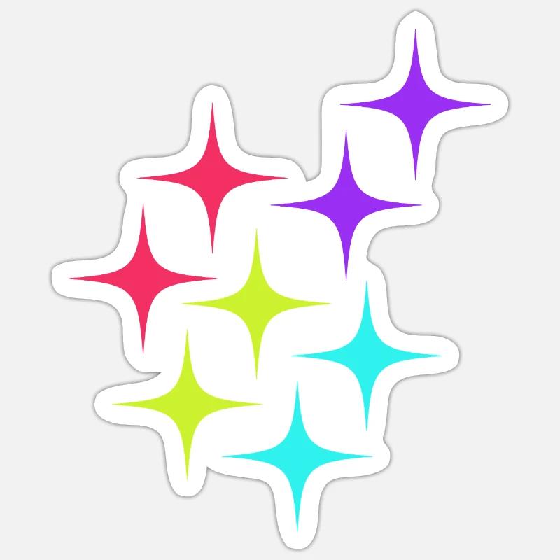 Bunte Sterne sparkle Muster - Sticker Größe S (10 x 10 cm) - Mattweiß