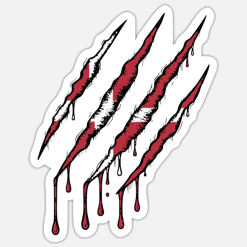 Danemark griffe grunge dannebrog drapeau scratch Sticker taille S (10 x 10 cm)