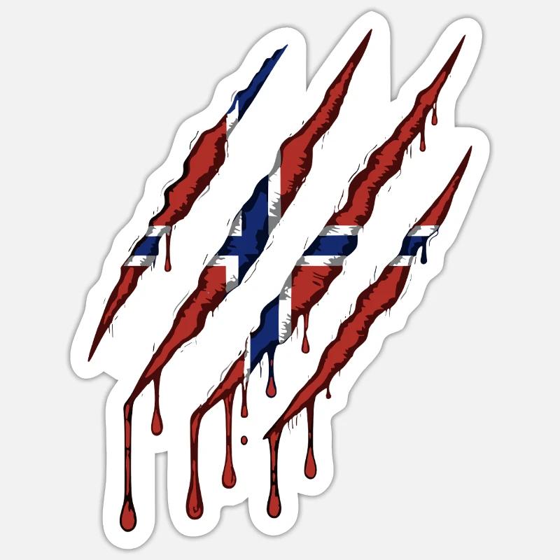 Norway Claw Norge Drapeau Scratch Mark Sticker taille S (10 x 10 cm)