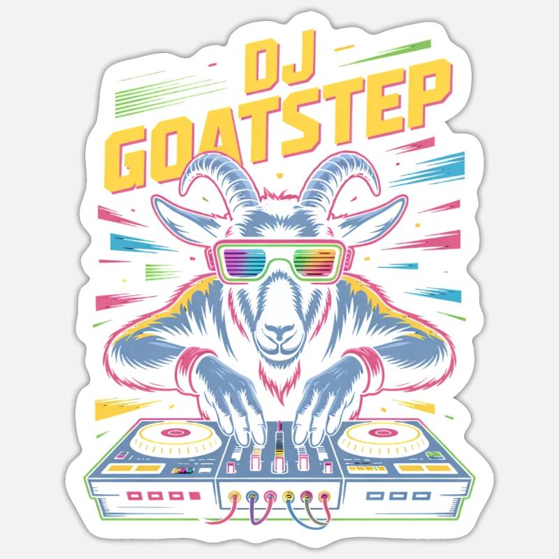 DJ Goatstep Ziege Rave EDM Dubstep Vibes Sticker Größe S (10 x 10 cm)