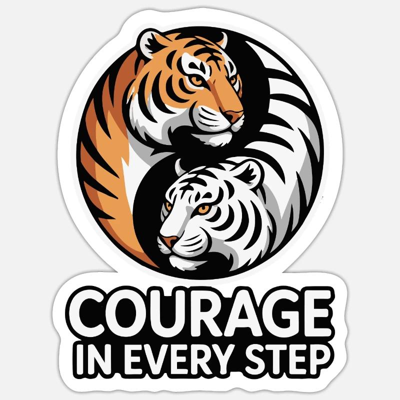 Courage in Every Step Tiger Sticker size S (10 x 10 cm)
