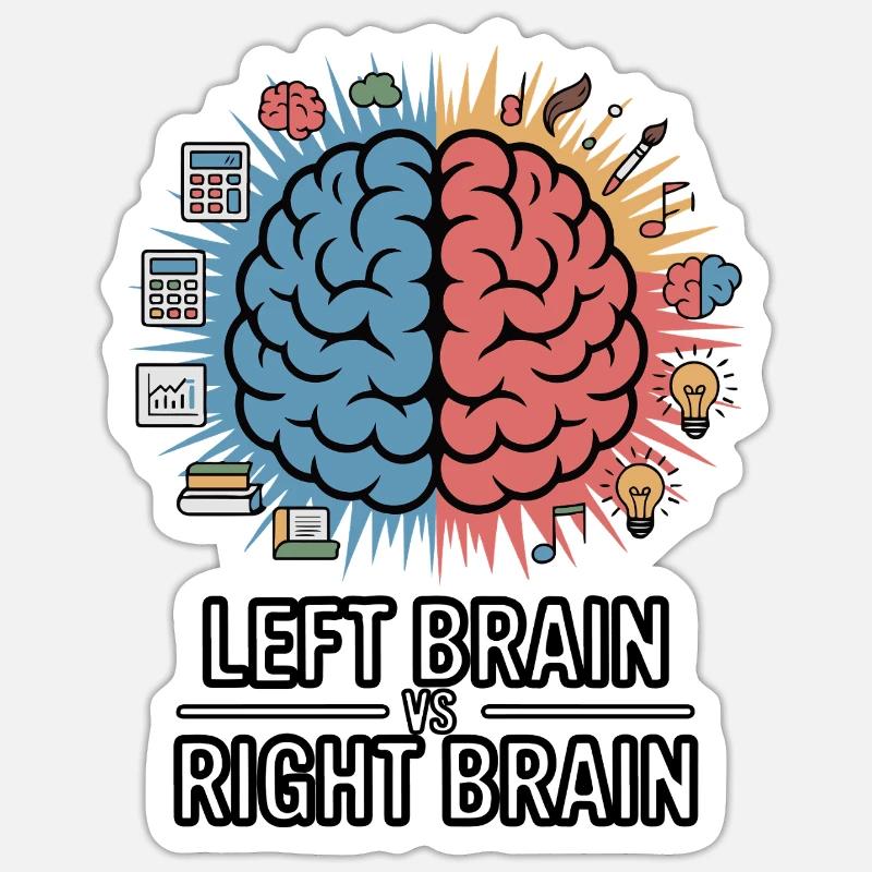 Left Brain vs Right Brain - Sticker size S (10 x 10 cm) - white matte