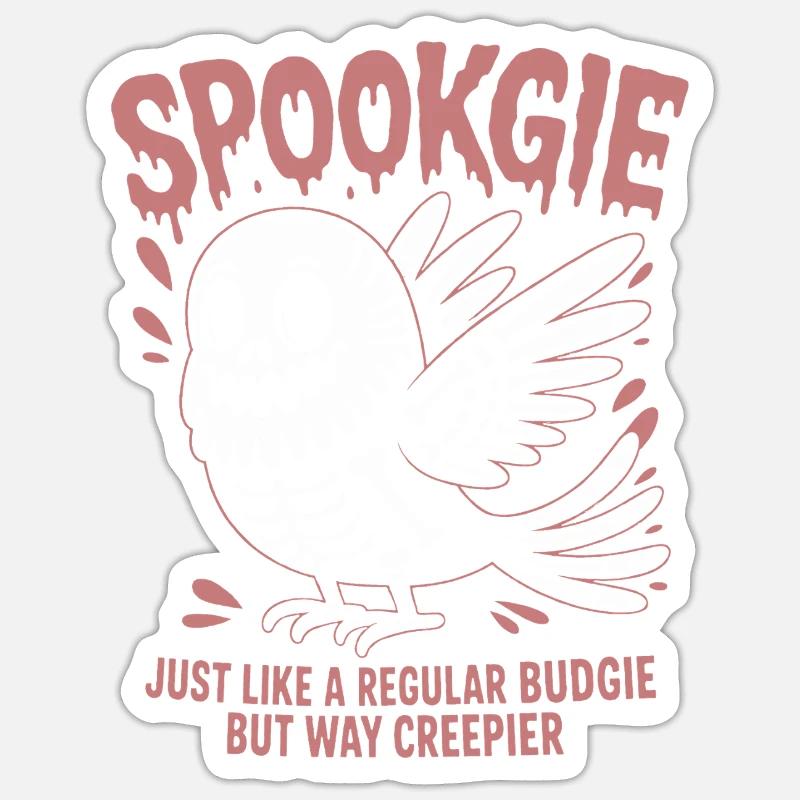 Perruche hantée Squelette Perruche oiseau - Sticker taille S (10 x 10 cm) - blanc mat