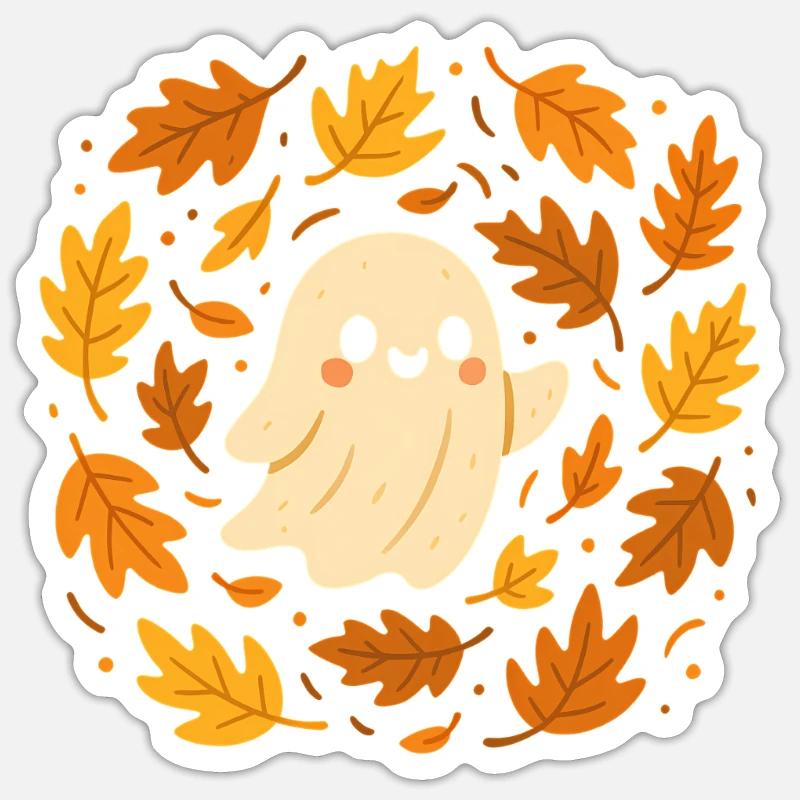 Herbstgeist zwischen Blättern - Sticker Größe S (10 x 10 cm) - Mattweiß