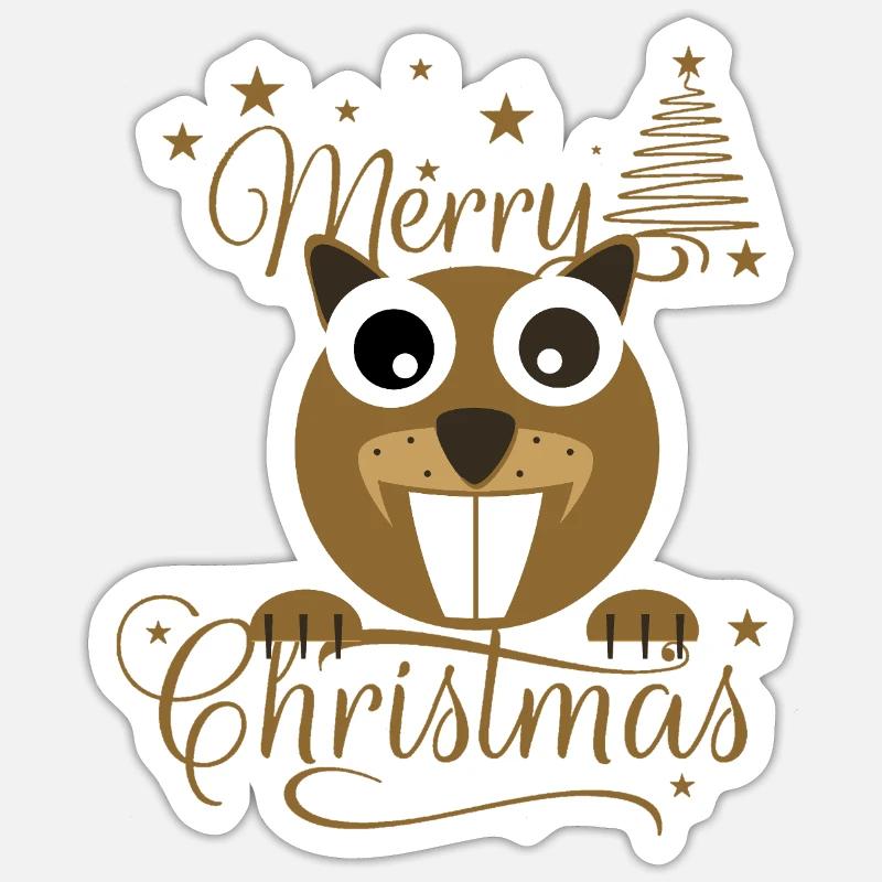 Merry Chrysstman's Squirrel - Sticker size S (10 x 10 cm) - white matte