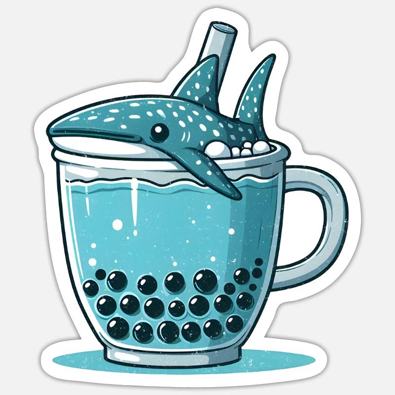 Walhai Bubble Tea Sticker Größe S (10 x 10 cm)