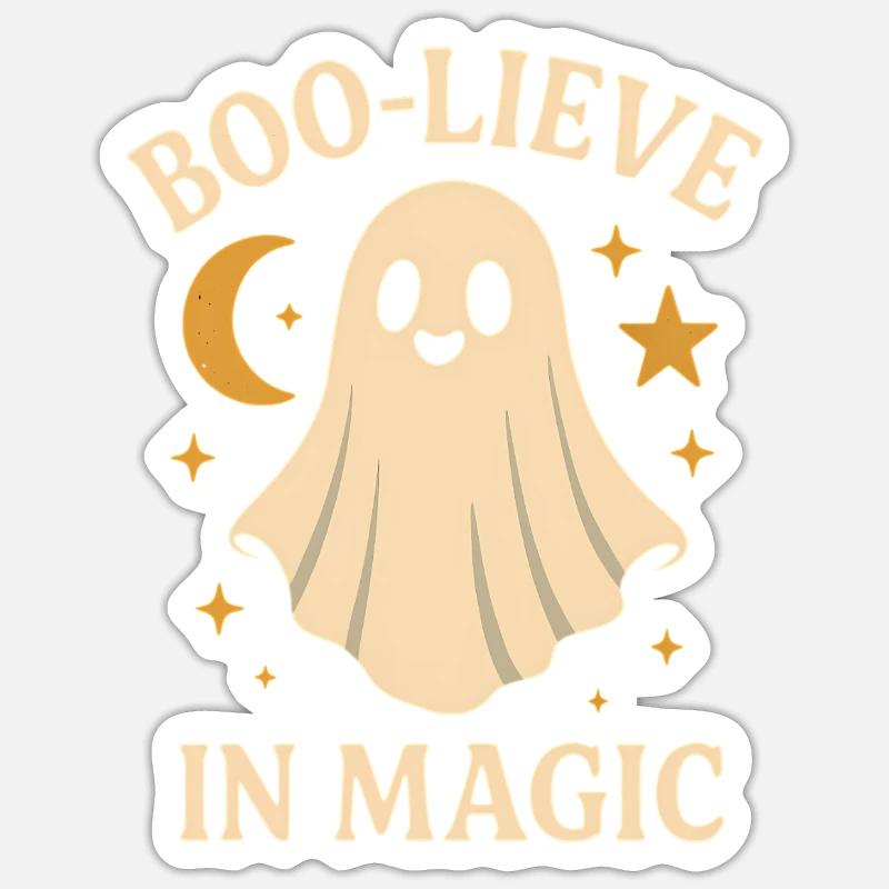 Boo-Lieve in Magic Ghost Tee - Sticker size S (10 x 10 cm) - white matte