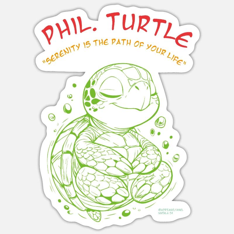 T-shirt Phil Turtle Zen Path - Sticker taille S (10 x 10 cm) - blanc mat
