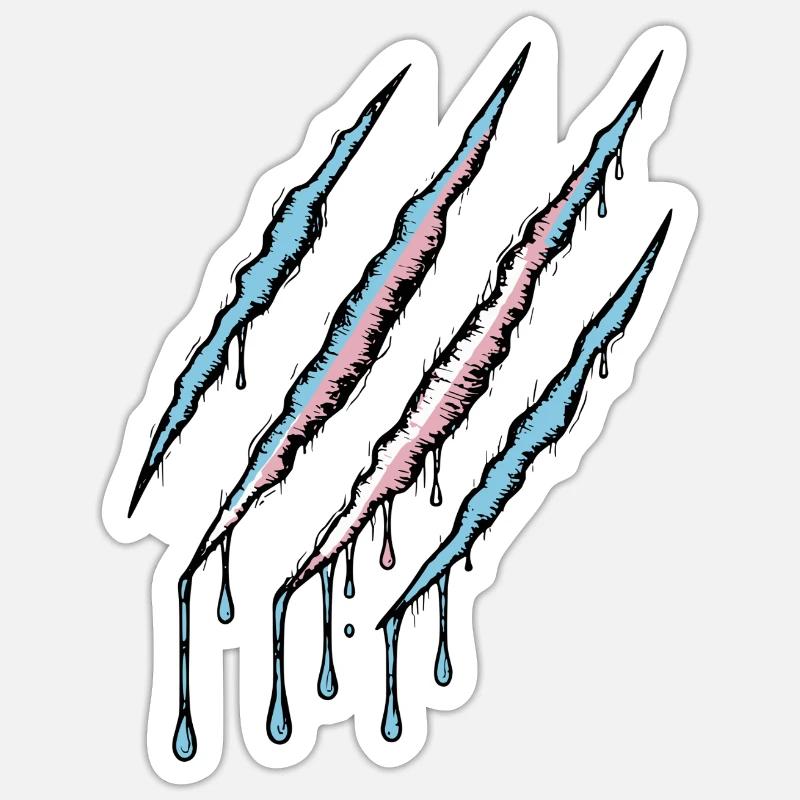 Transgender Pride Claw - Trans Flag Scratch Trace Sticker size S (10 x 10 cm)