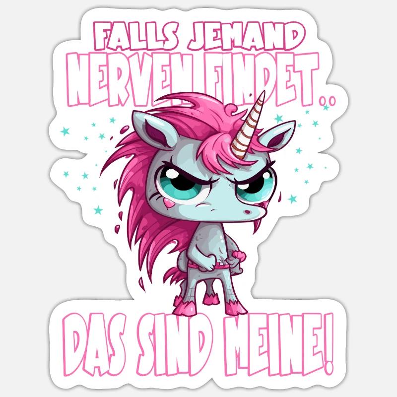 Wütendes Einhorn Pink Spruch - Sticker Größe S (10 x 10 cm) - Mattweiß