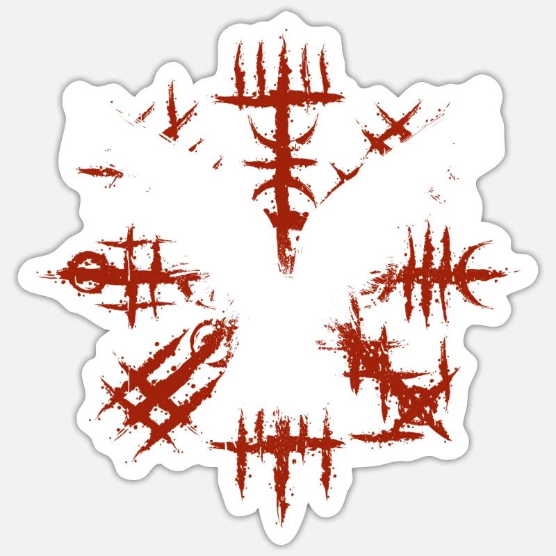 Wikinger Vegvisir mit Odins Raben - Sticker Größe S (10 x 10 cm) - Mattweiß