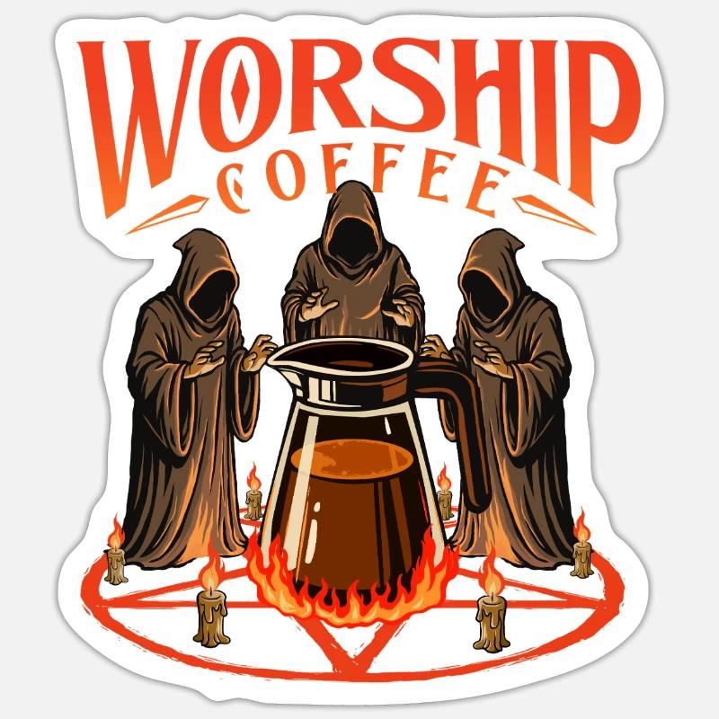 Worship Coffee Bold Caffeine Statement Sticker size S (10 x 10 cm)
