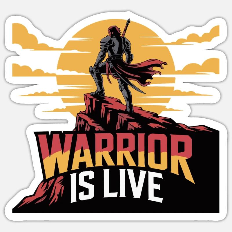 Warrior On Cliff Sunset - Sticker size S (10 x 10 cm) - white matte