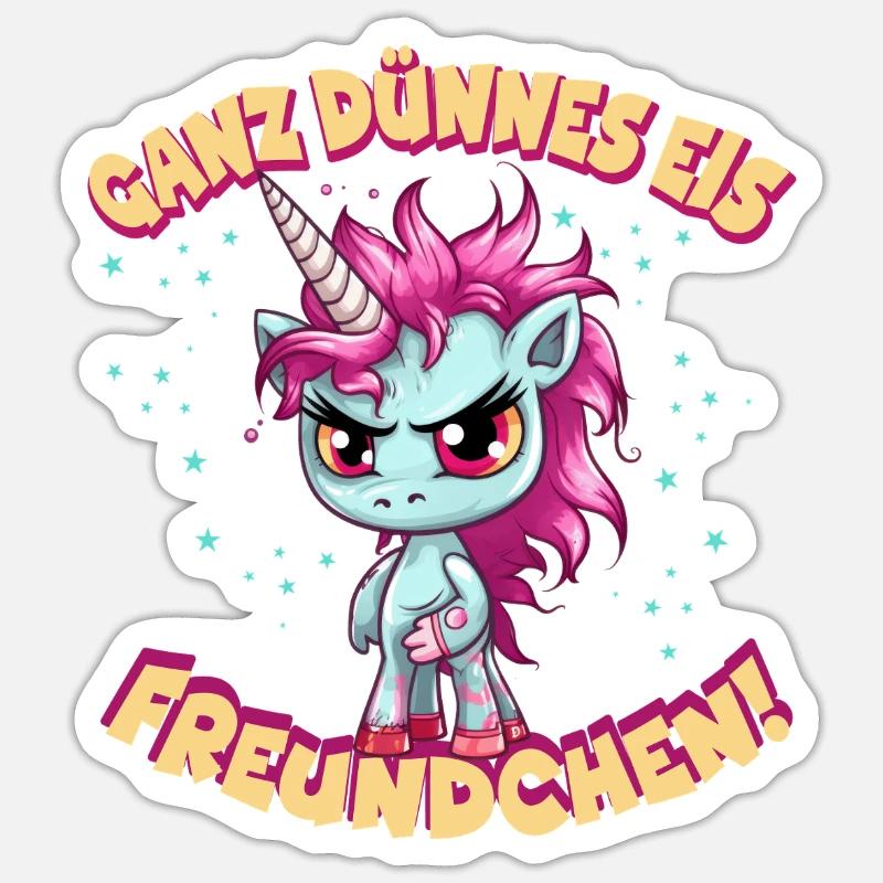 Wütendes Einhorn mit pinker Mähne Sticker Größe S (10 x 10 cm)