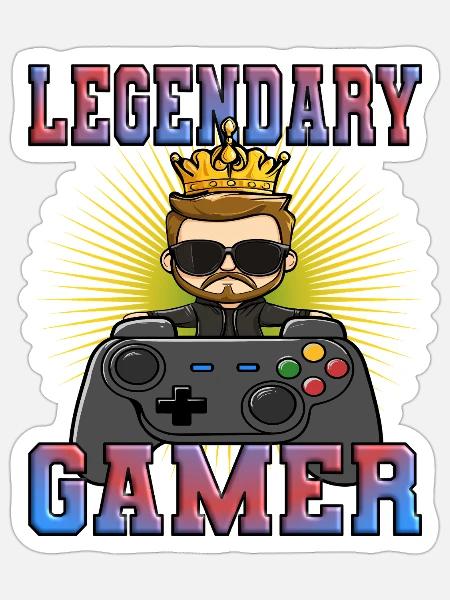 legendary gamer - könig will zocken - Sticker Größe S (10 x 10 cm) - Mattweiß