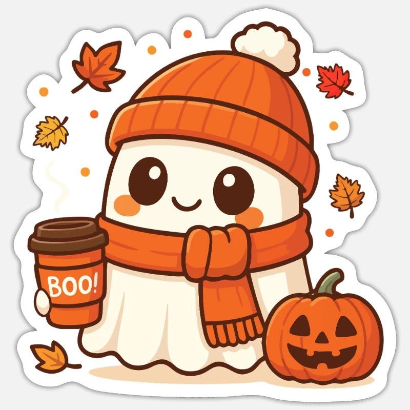 Halloween Coffee Ghost Caffeinated Boo Sticker size S (10 x 10 cm)