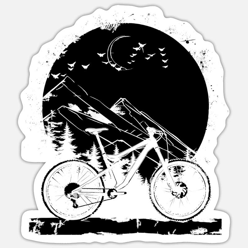 Illustration de VTT - Sticker taille S (10 x 10 cm) - blanc mat