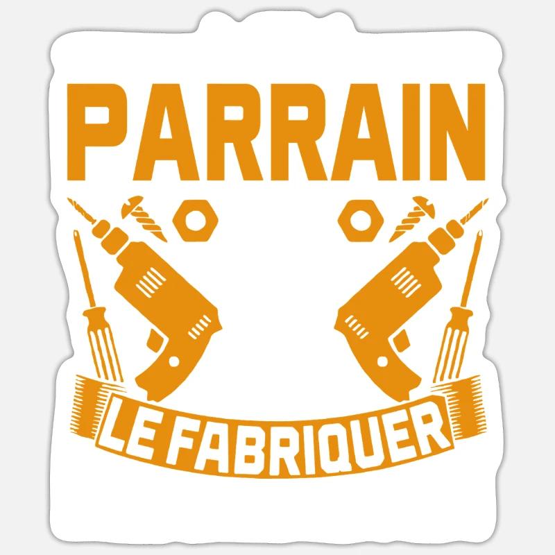Si Parrain ne peut pas le fabriquer humour bricola - Sticker taille S (10 x 10 cm) - blanc mat