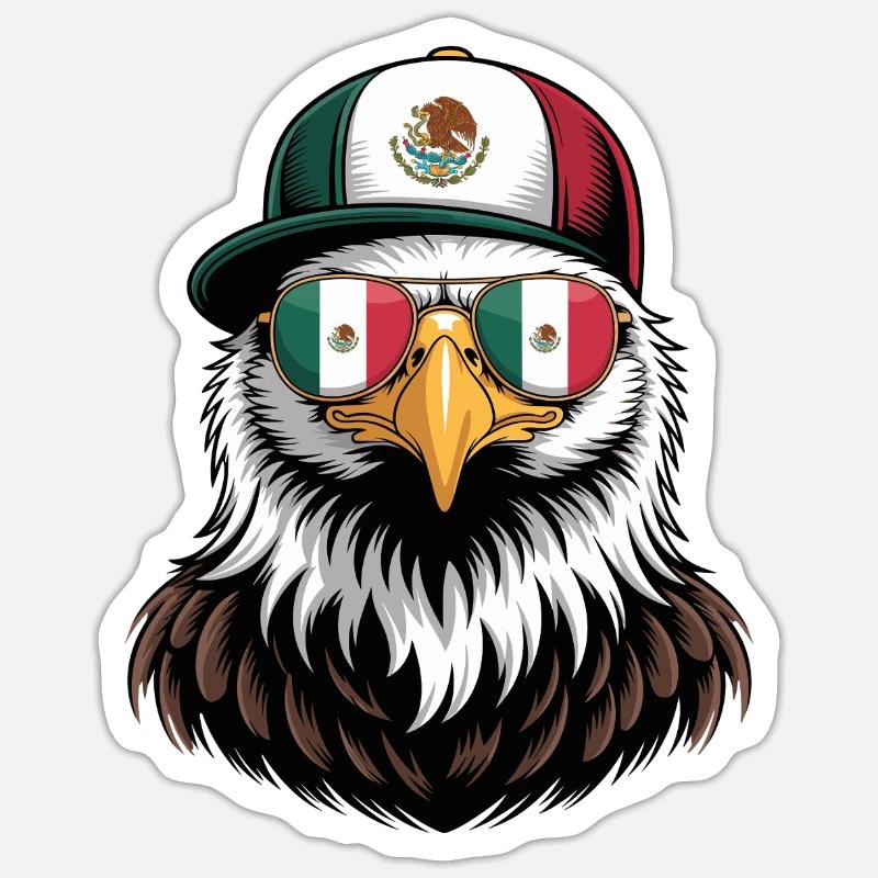 Mexican Eagle Retro Sunglasses - Sticker size S (10 x 10 cm) - white matte