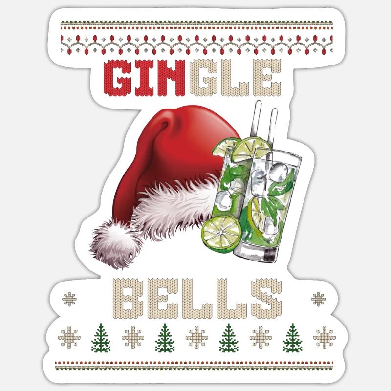 Gingle Bells Père Noël Siroter - Sticker taille S (10 x 10 cm) - blanc mat