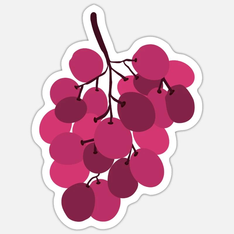 grappe de raisins rose vif - Sticker taille S (10 x 10 cm) - blanc mat
