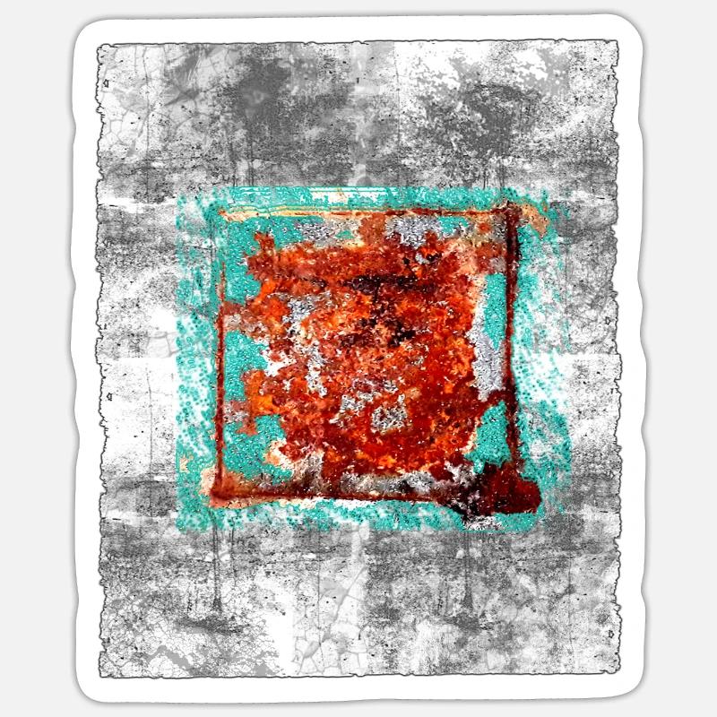 Rust square on grey texture Sticker size S (10 x 10 cm)