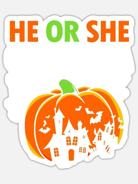 Gender Reveal Halloween Werdende Mutter - Sticker Größe S (10 x 10 cm) - Mattweiß